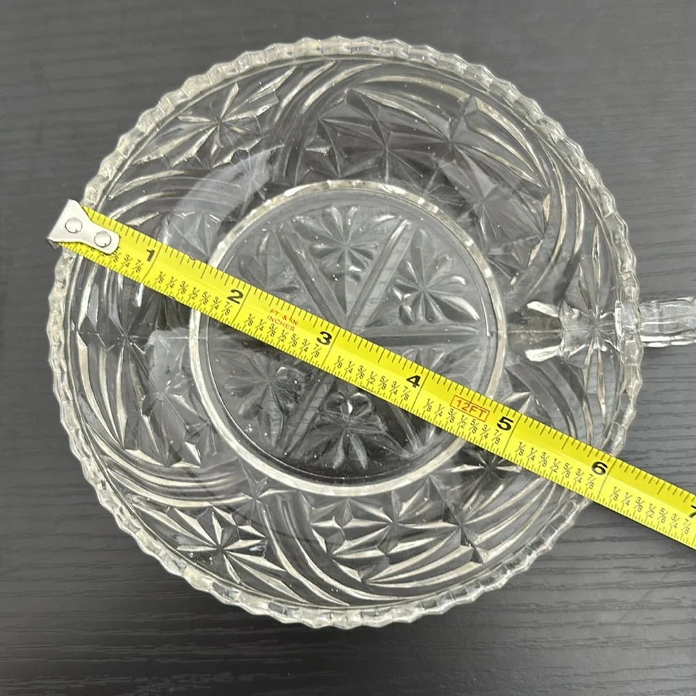 Champagne Color Anchor Hocking Thousand Line Stars & Bars VTG Nappy Bowl